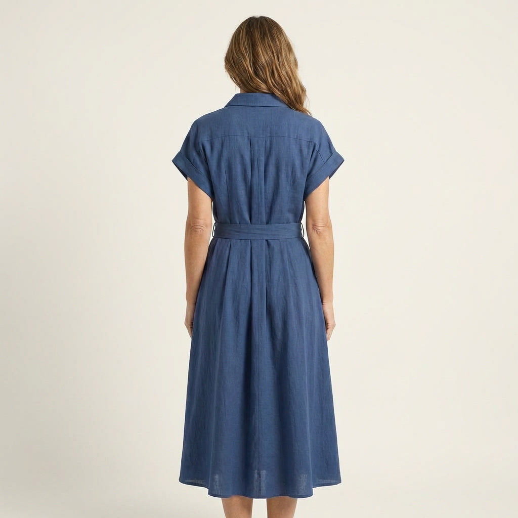 Melody | Midi Denim Button Dress with Belt