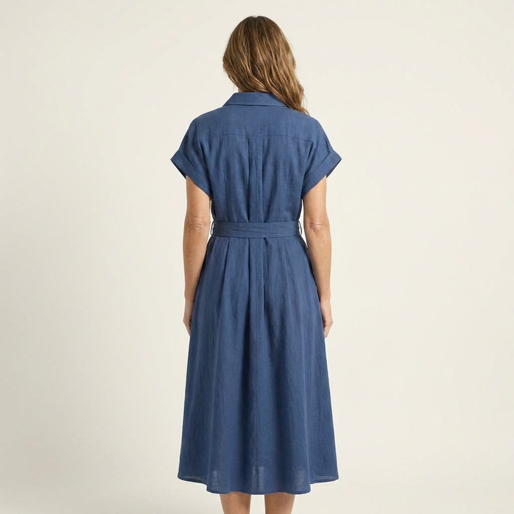 Melody | Midi Denim Button Dress with Belt