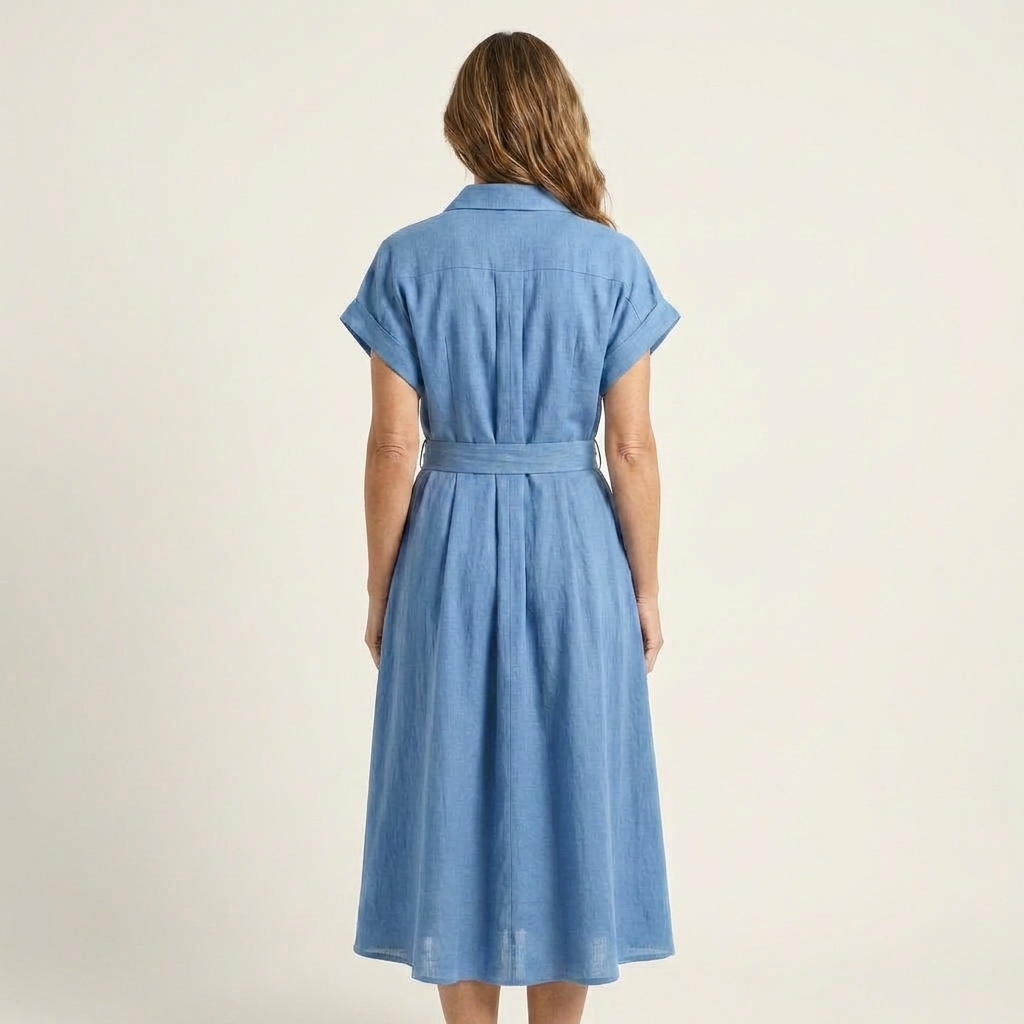 Melody | Midi Denim Button Dress with Belt