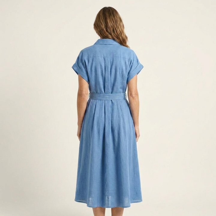 Melody | Midi Denim Button Dress with Belt