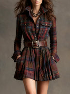 Magdalena | Elegant Short Check Dress