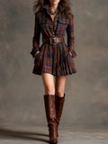 Magdalena | Elegant Short Check Dress