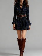 Magdalena | Elegant Short Check Dress