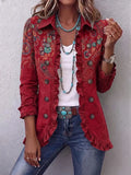 Sophia | Deep Red Paisley Ruffle Jacket
