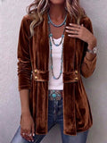 Avery | Rust Velvet Open-Front Jacket