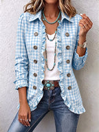 Evelyn | Green Gingham Ruffle Jacket