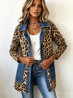 Nora | Leopard and Denim Longline Jacket