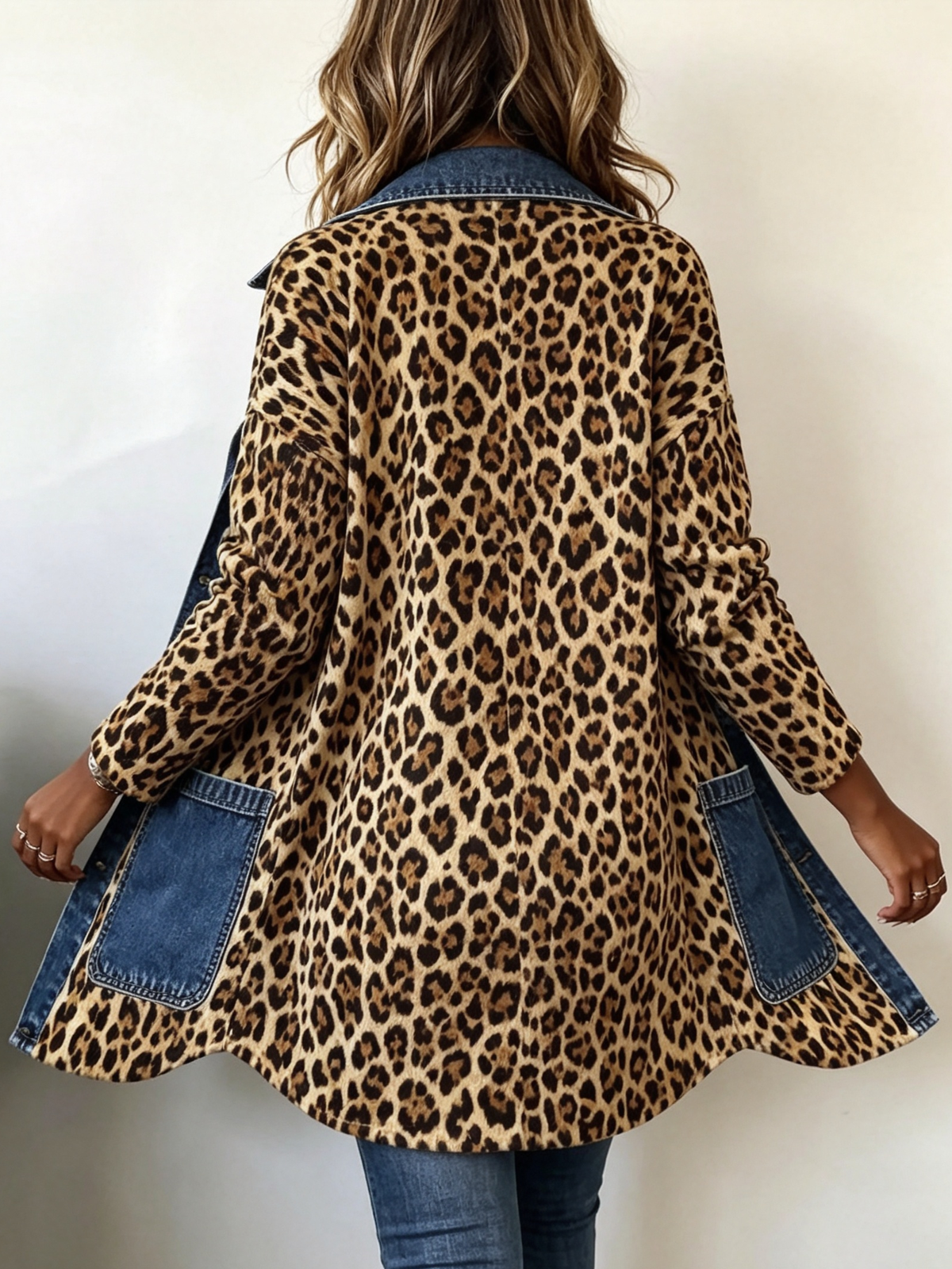 Nora | Leopard and Denim Longline Jacket