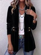 Avery | Rust Velvet Open-Front Jacket