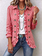 Evelyn | Green Gingham Ruffle Jacket