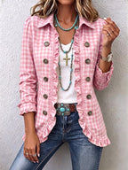 Evelyn | Green Gingham Ruffle Jacket