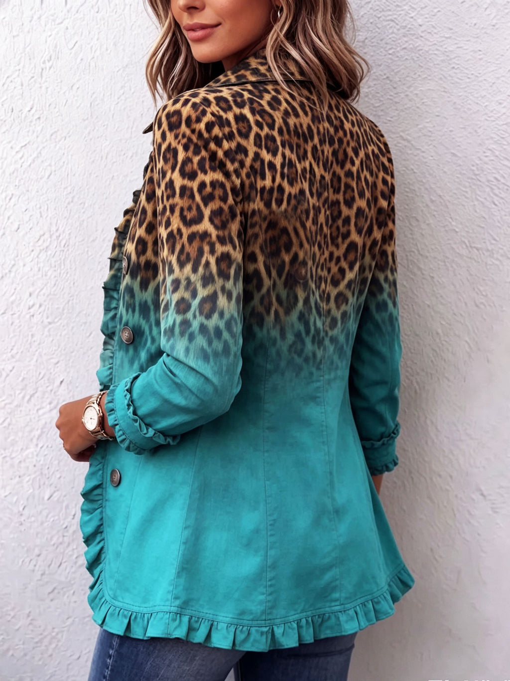 Emma | Leopard and Turquoise Ombré Jacket