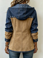 Ava | Navy and Camel Hooded Jacket