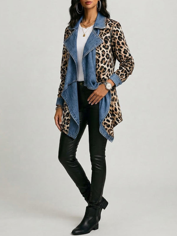 Victoria | Leopard and Denim Waterfall Jacket