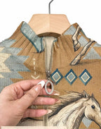 Kathryn | Horse & Cactus Print Zip-Up Cardigan