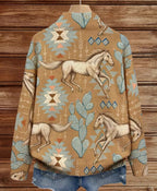 Kathryn | Horse & Cactus Print Zip-Up Cardigan
