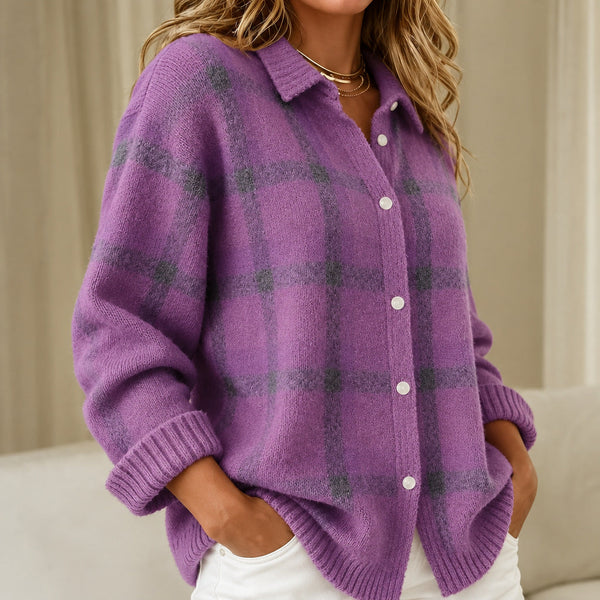 Rebecca | Relaxed Fit Checked knitted jacket