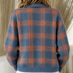 Zara | Warm Blue Checked knitted jacket